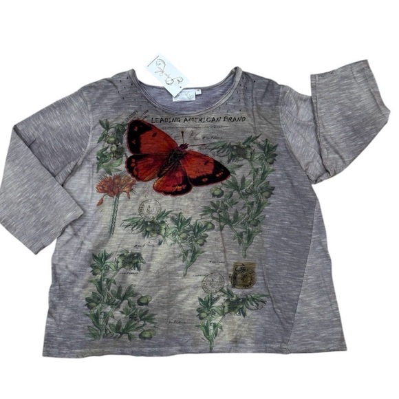 NWT Paper Lace Butterfly Print Tee OSFM - Picture 5 of 5